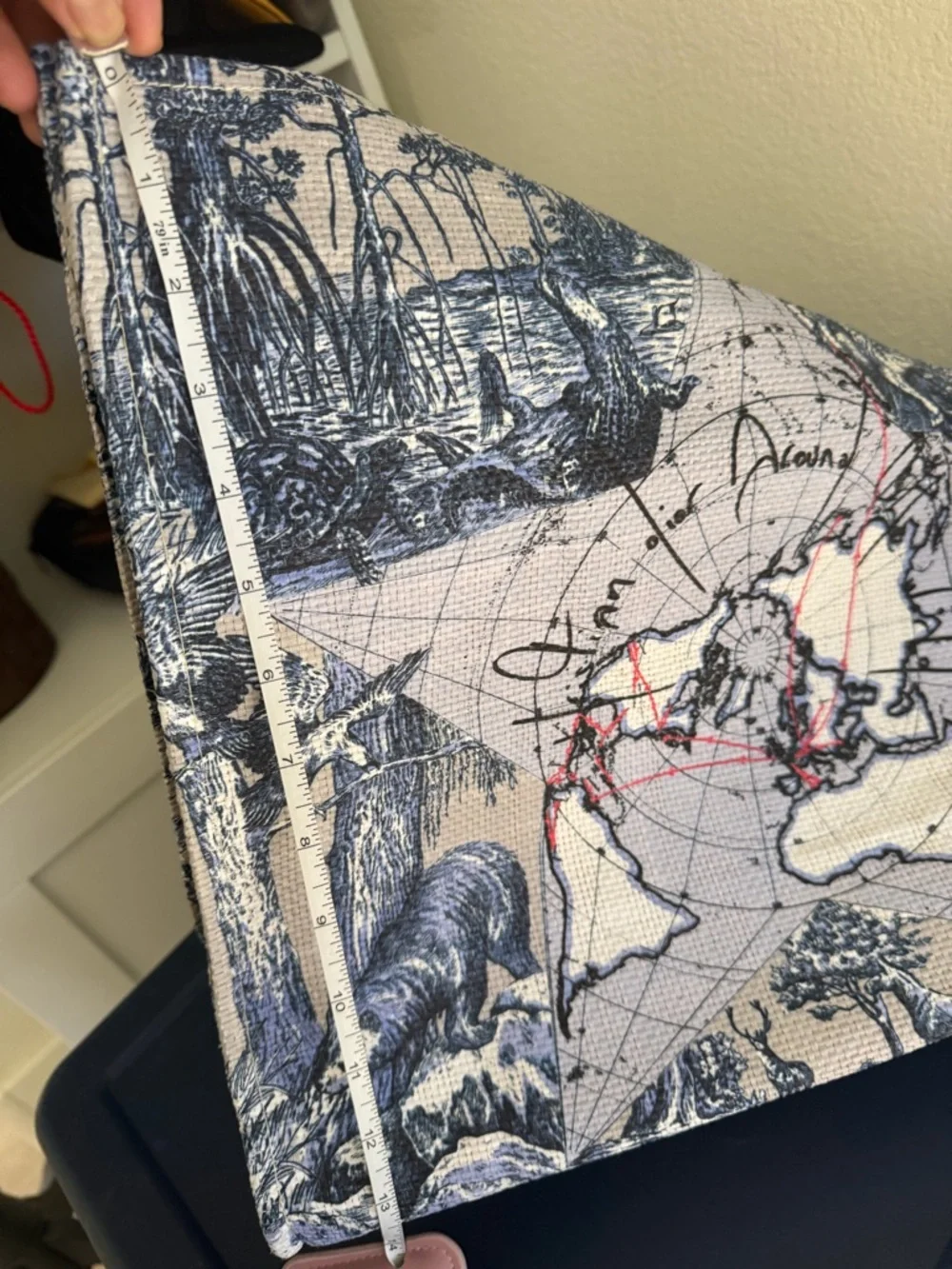 Dior Beige Navy Blue Toile Printed Canvas Tote - Picture 4 of 4